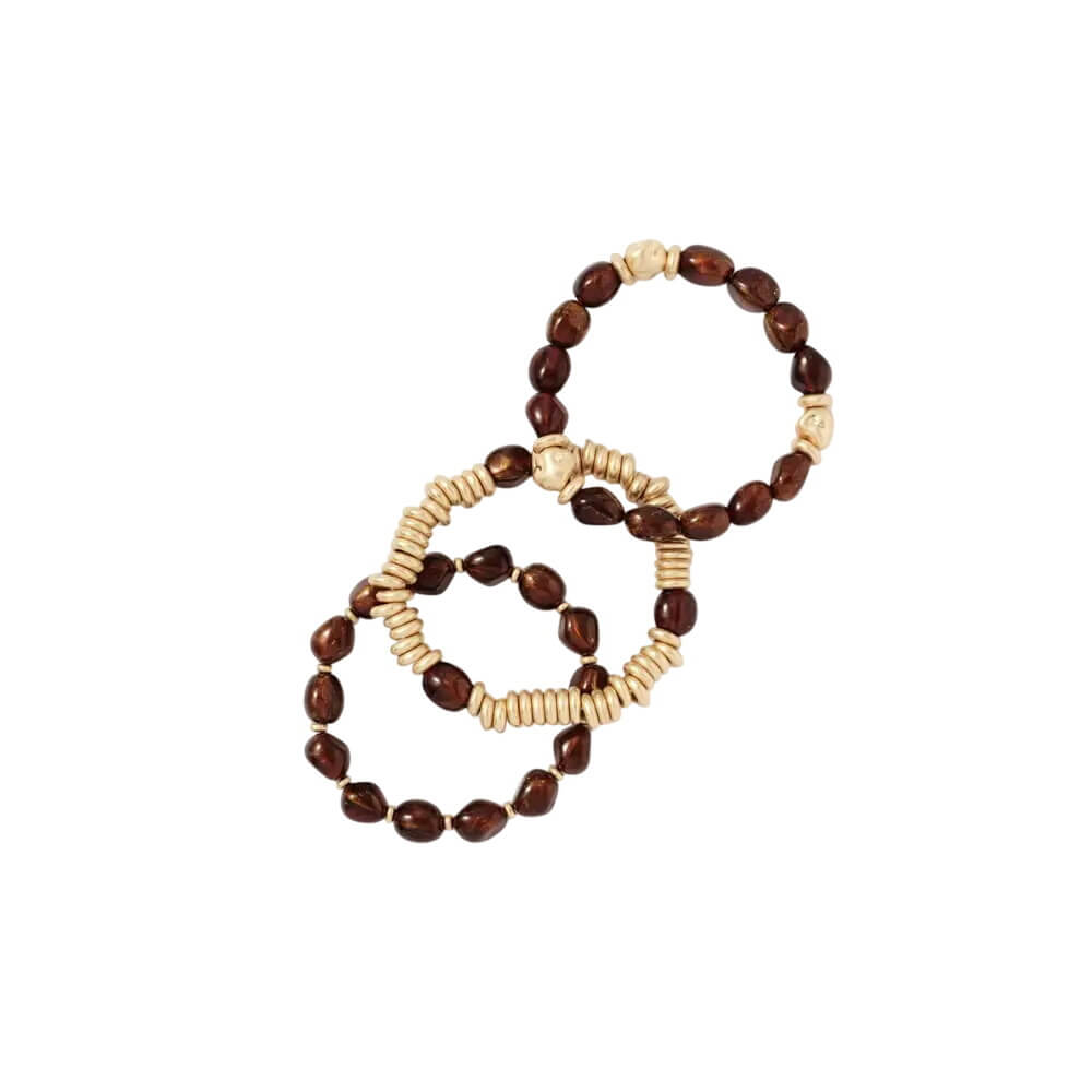 Mint Velvet Brown Beaded Bracelet Set